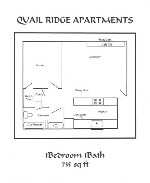1 Bedroom 1 Bathroom Floor Plan